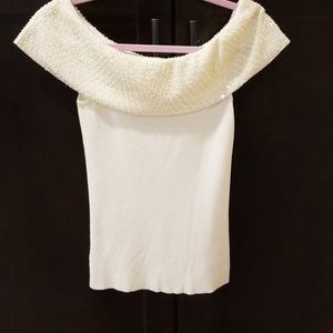 WHBM Off Shoulder Beaded Sweater